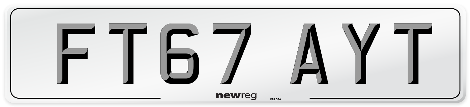 FT67 AYT Number Plate from New Reg
